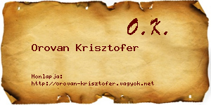 Orovan Krisztofer névjegykártya